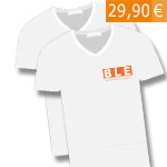 Bild 2 x T-Shirt, weiß, V-Ausschnitt mit BLE-Logo